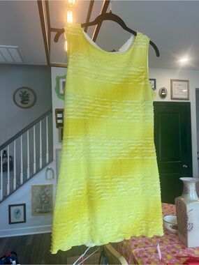 Renuar Yellow Sleeveless Textured Mini Dress